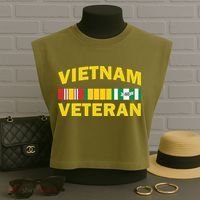 Vietnam Veteran Flag Logo Garment-Dyed Women's Muscle Tee thumb 3