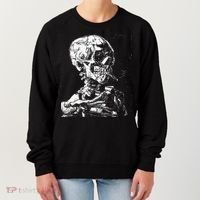 Vincent Van Gogh Skull With Cigarette Skeleton Halloween Women's Sweatshirt thumb 0