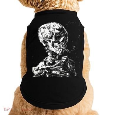 Vincent Van Gogh Skull With Cigarette Skeleton Halloween Doggie Tank