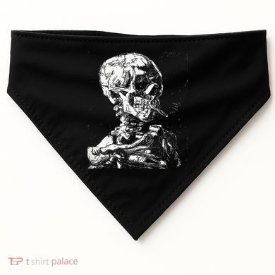 Vincent Van Gogh Skull With Cigarette Skeleton Halloween USA-Made Doggie Bandana