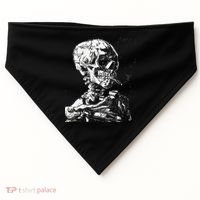Vincent Van Gogh Skull With Cigarette Skeleton Halloween USA-Made Doggie Bandana thumb 0