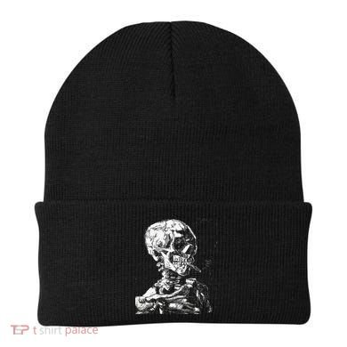 Vincent Van Gogh Skull With Cigarette Skeleton Halloween Beanie