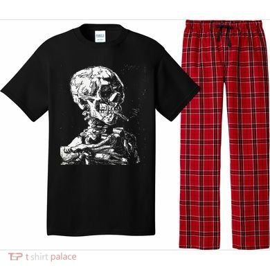 Vincent Van Gogh Skull With Cigarette Skeleton Halloween Pajama Set