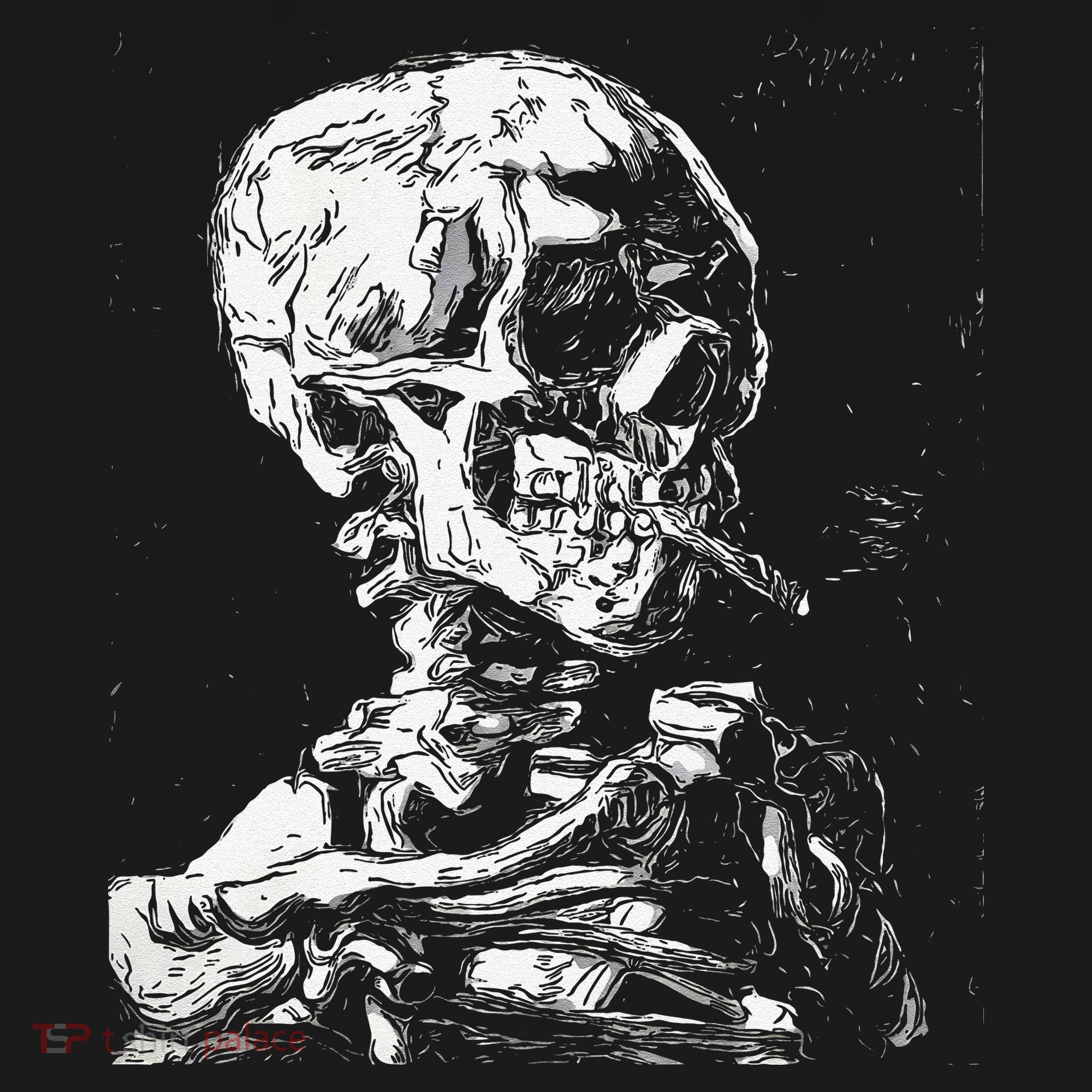Vincent Van Gogh Skull With Cigarette Skeleton Halloween Pajama Set