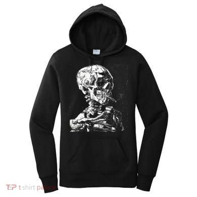 Vincent Van Gogh Skull With Cigarette Skeleton Halloween Women's Hoodie