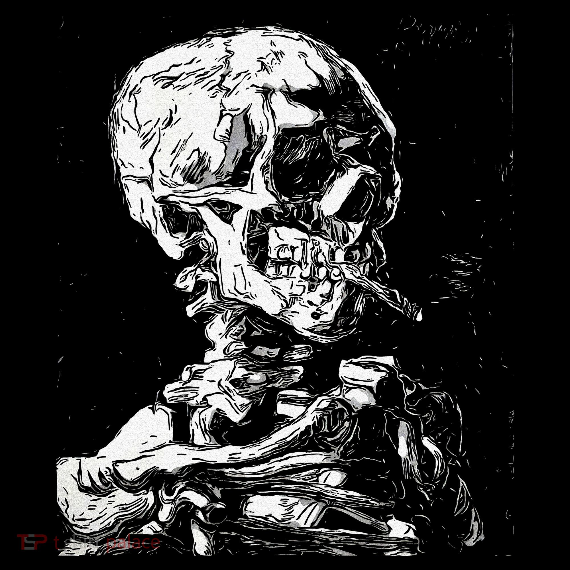 Vincent Van Gogh Skull With Cigarette Skeleton Halloween Women's Hoodie