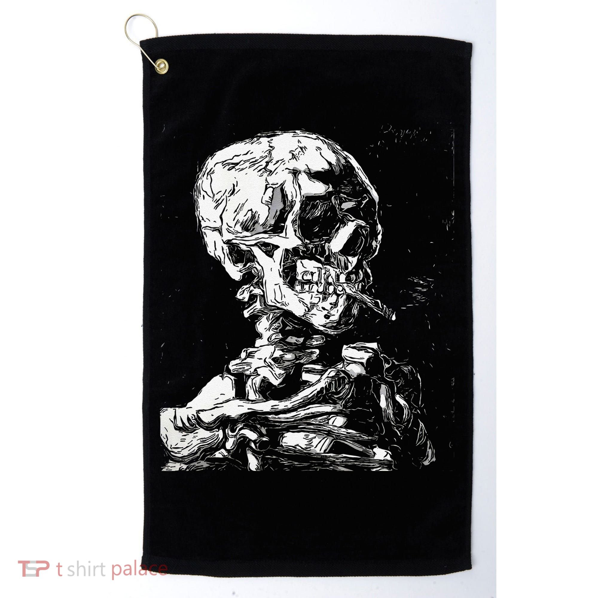 Vincent Van Gogh Skull With Cigarette Skeleton Halloween Golf Towel