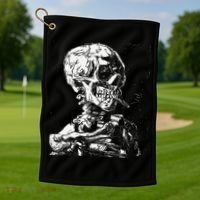 Vincent Van Gogh Skull With Cigarette Skeleton Halloween Golf Towel thumb 1