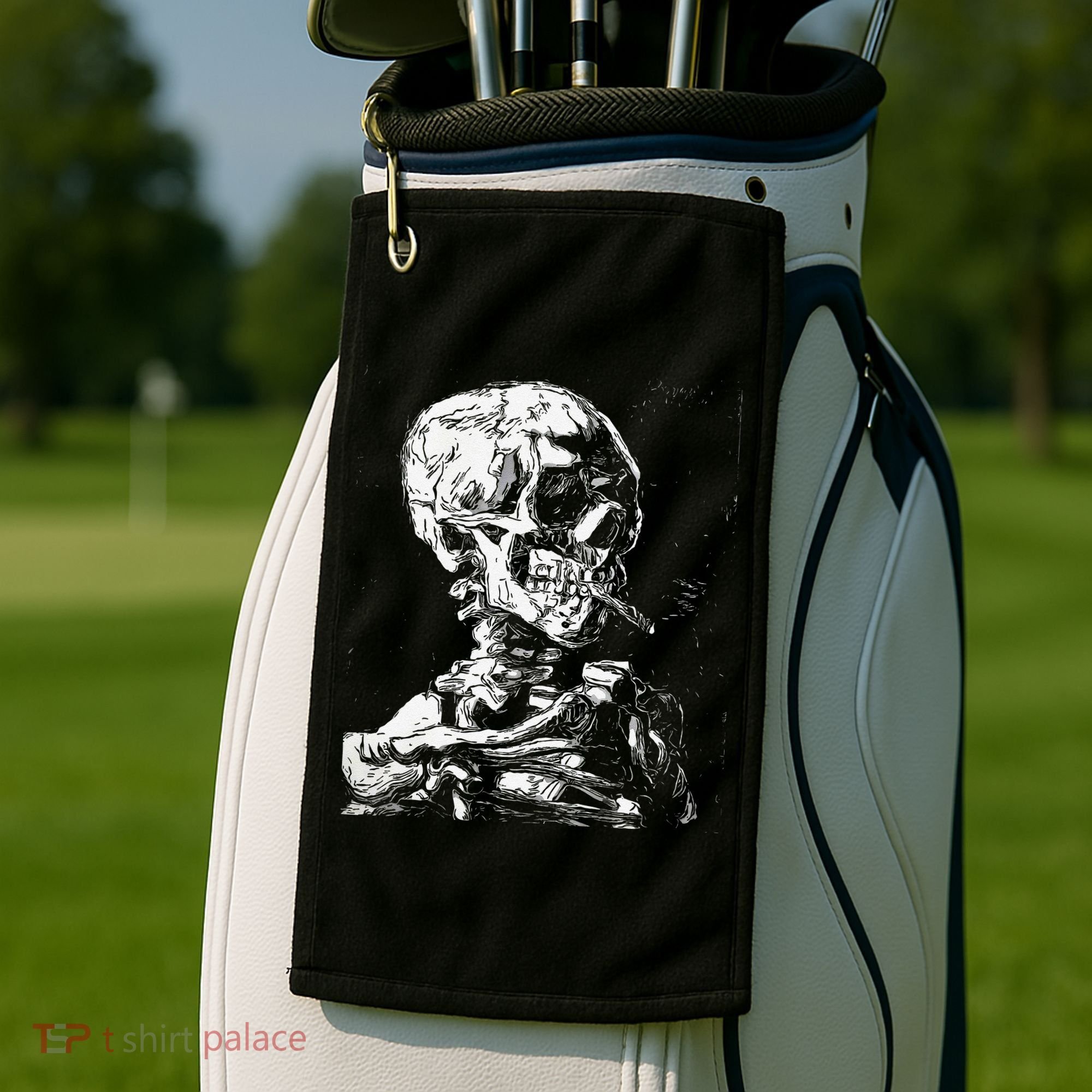Vincent Van Gogh Skull With Cigarette Skeleton Halloween Golf Towel