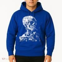 Vincent Van Gogh Skull With Cigarette Skeleton Halloween Hoodie thumb 2