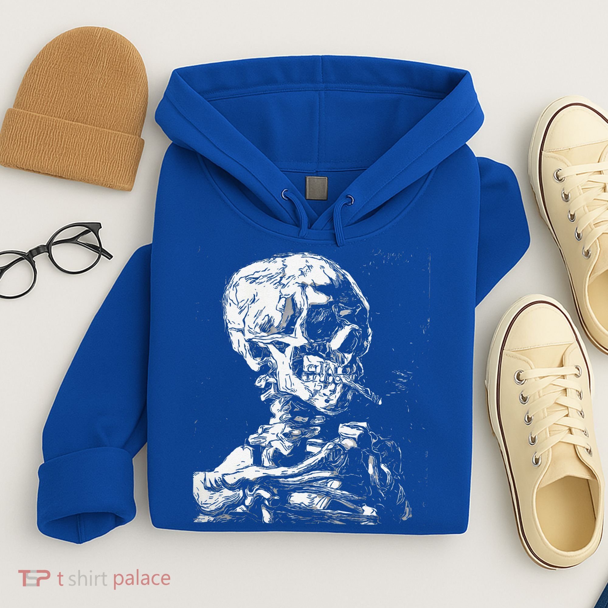 Vincent Van Gogh Skull With Cigarette Skeleton Halloween Hoodie