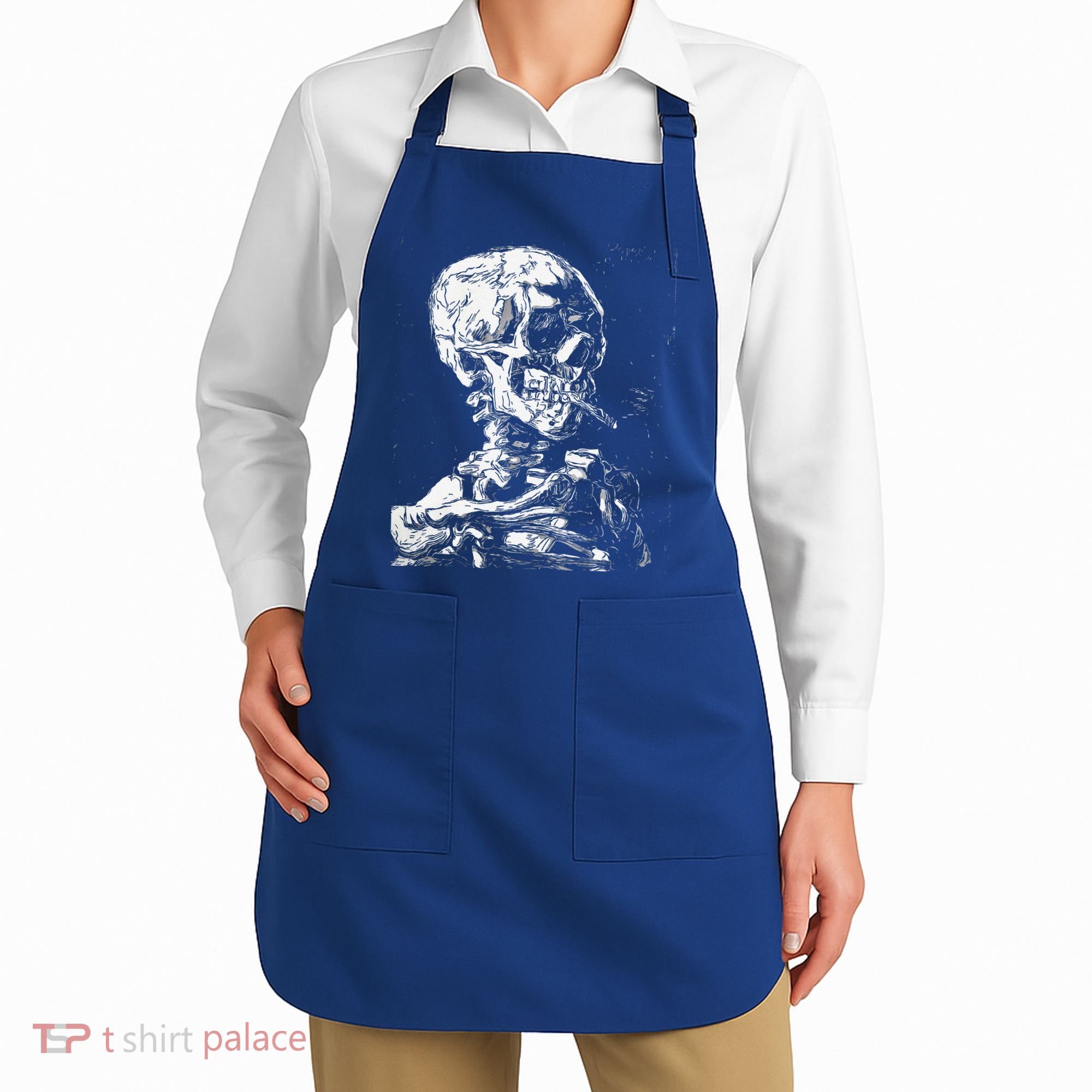 Vincent Van Gogh Skull With Cigarette Skeleton Halloween Apron