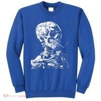 Vincent Van Gogh Skull With Cigarette Skeleton Halloween Sweatshirt thumb 0