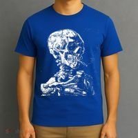Vincent Van Gogh Skull With Cigarette Skeleton Halloween T-Shirt thumb 3