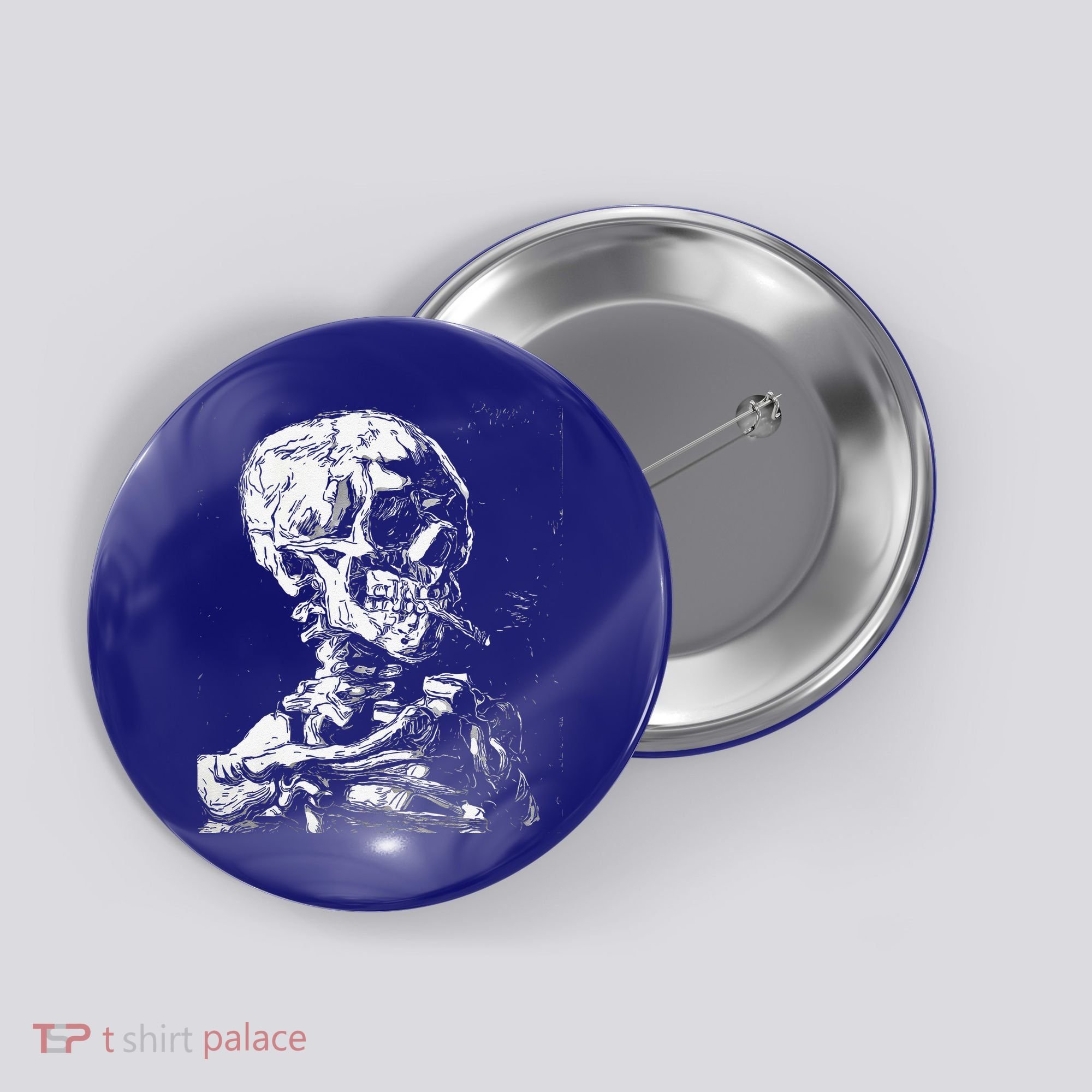 Vincent Van Gogh Skull With Cigarette Skeleton Halloween Button