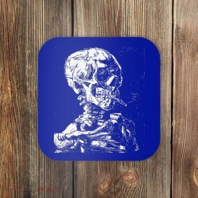 Vincent Van Gogh Skull With Cigarette Skeleton Halloween Coaster