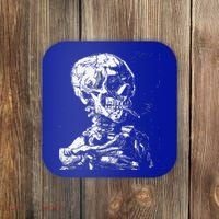Vincent Van Gogh Skull With Cigarette Skeleton Halloween Coaster thumb 0