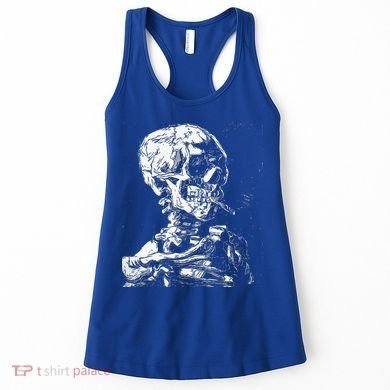 Vincent Van Gogh Skull With Cigarette Skeleton Halloween Women's Tank Top