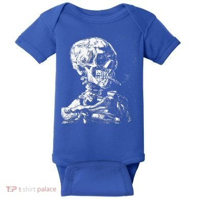 Vincent Van Gogh Skull With Cigarette Skeleton Halloween Baby Bodysuit