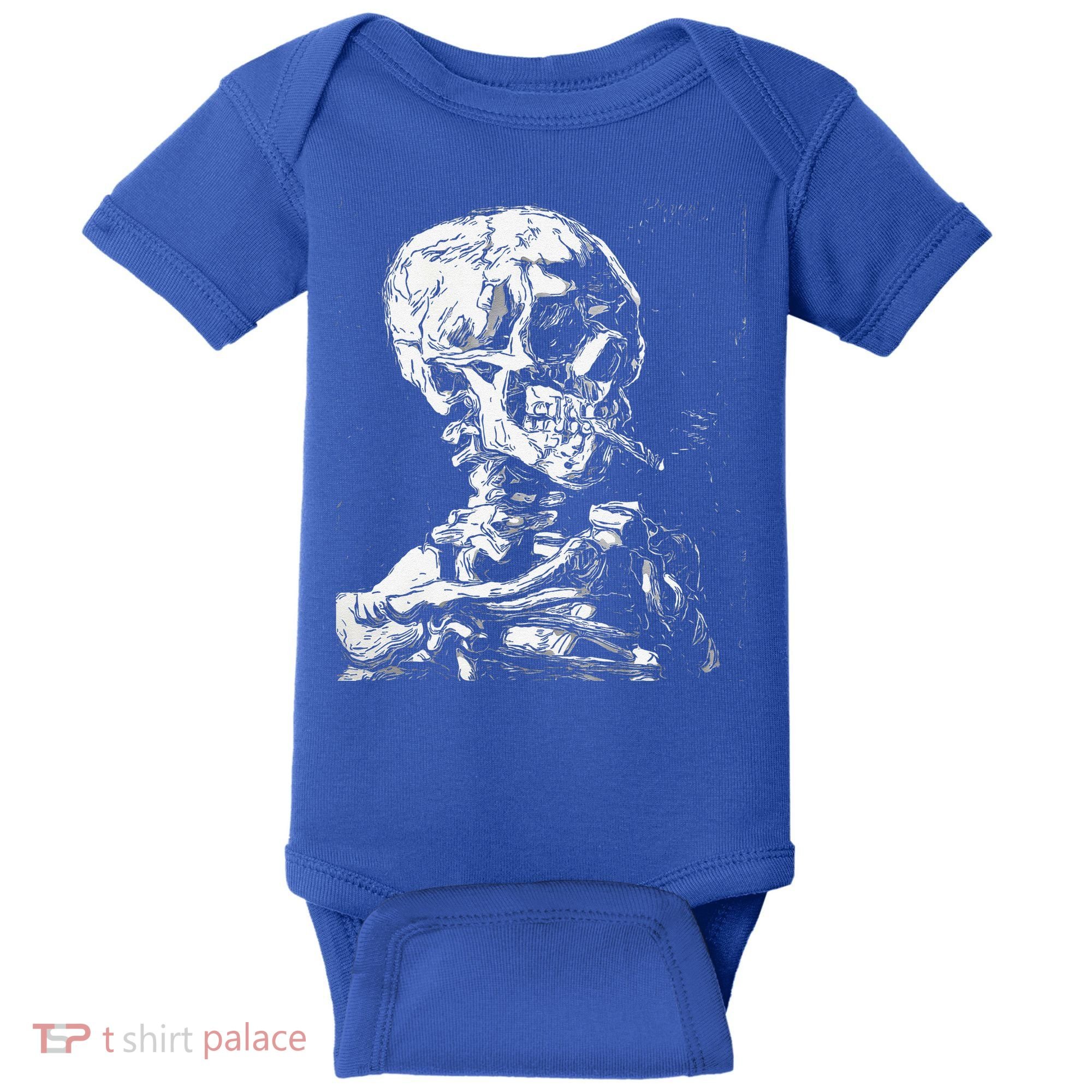Vincent Van Gogh Skull With Cigarette Skeleton Halloween Baby Bodysuit