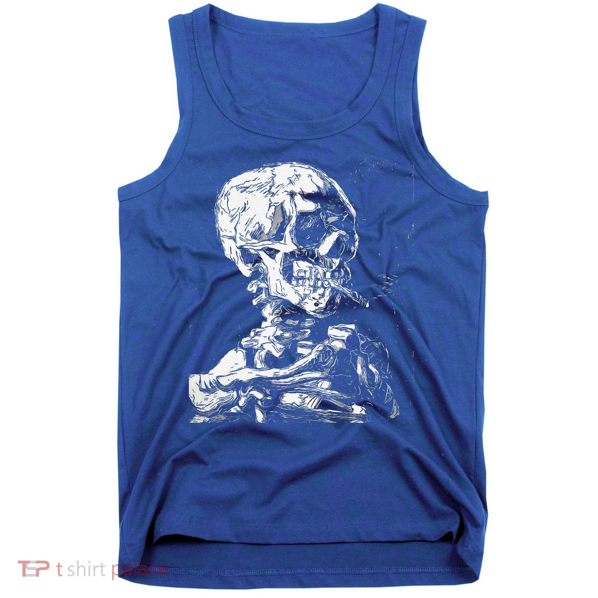 Vincent Van Gogh Skull With Cigarette Skeleton Halloween Tank Top