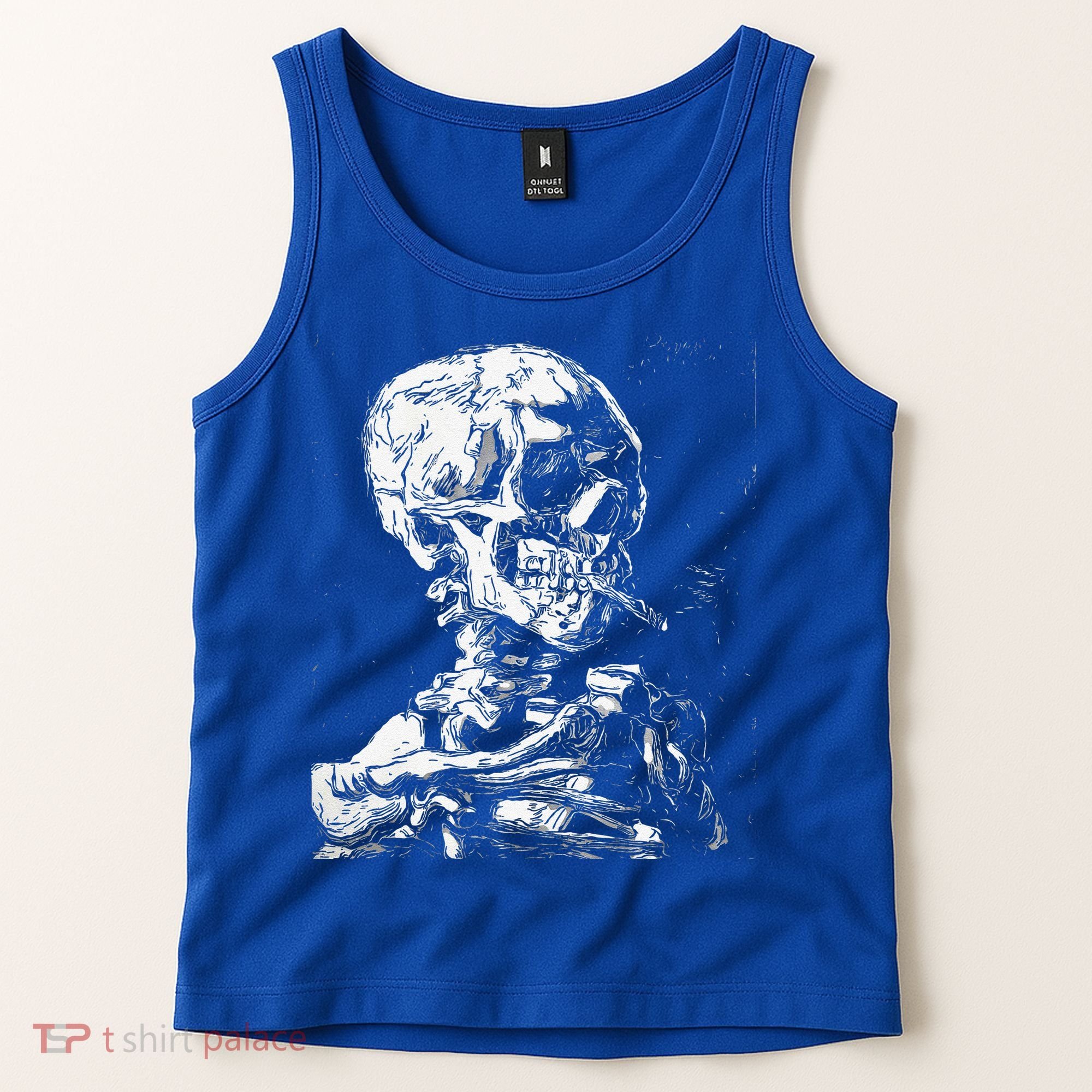 Vincent Van Gogh Skull With Cigarette Skeleton Halloween Tank Top