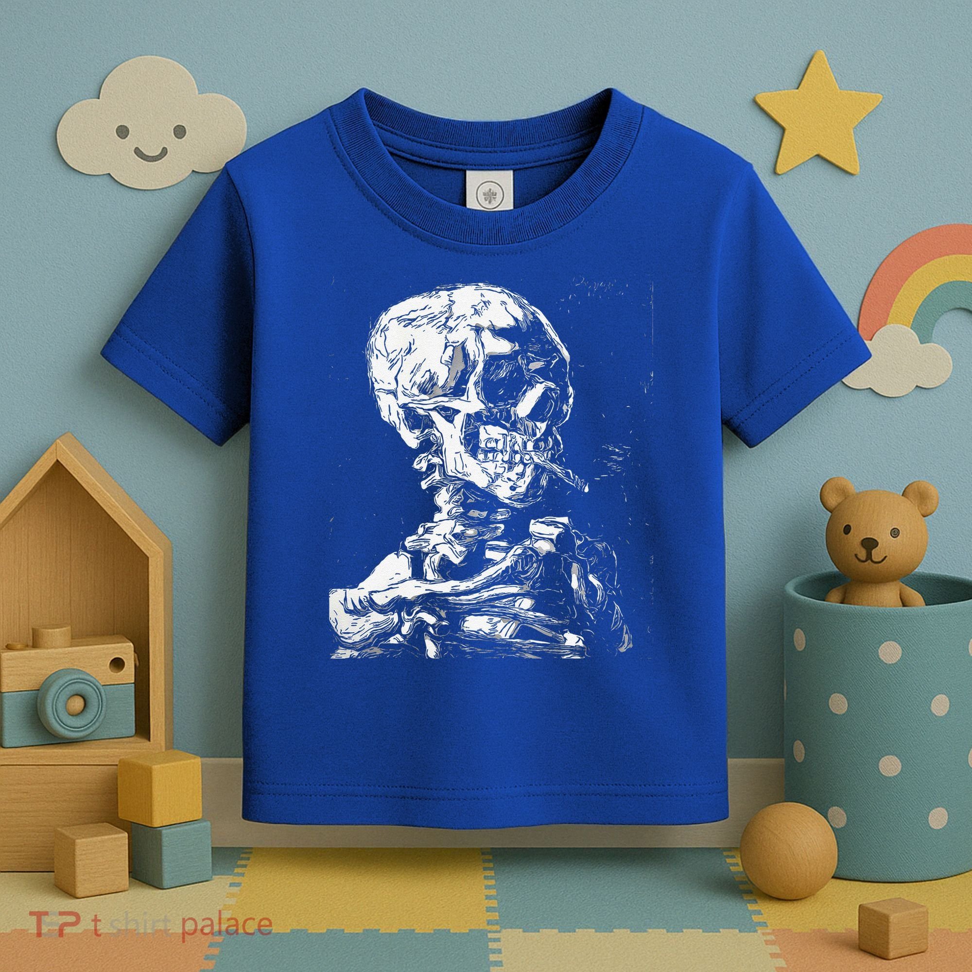 Vincent Van Gogh Skull With Cigarette Skeleton Halloween Toddler T-Shirt