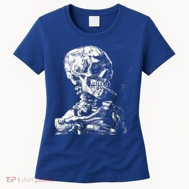 Vincent Van Gogh Skull With Cigarette Skeleton Halloween Women's T-Shirt