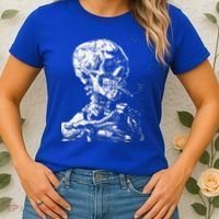 Vincent Van Gogh Skull With Cigarette Skeleton Halloween Women's T-Shirt thumb 2