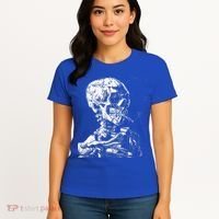 Vincent Van Gogh Skull With Cigarette Skeleton Halloween Women's T-Shirt thumb 4