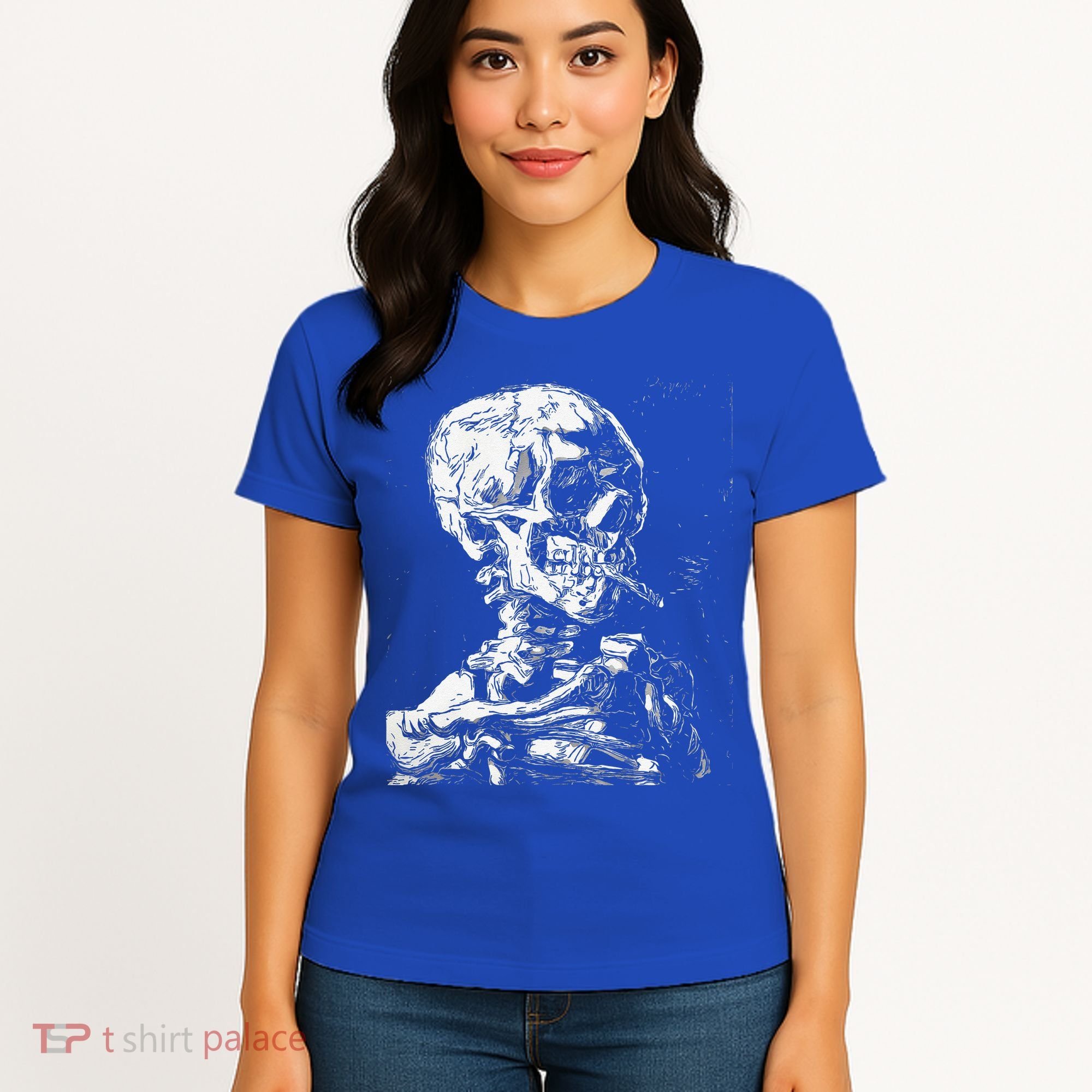 Vincent Van Gogh Skull With Cigarette Skeleton Halloween Women's T-Shirt