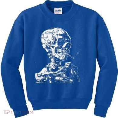 Vincent Van Gogh Skull With Cigarette Skeleton Halloween Kids Sweatshirt