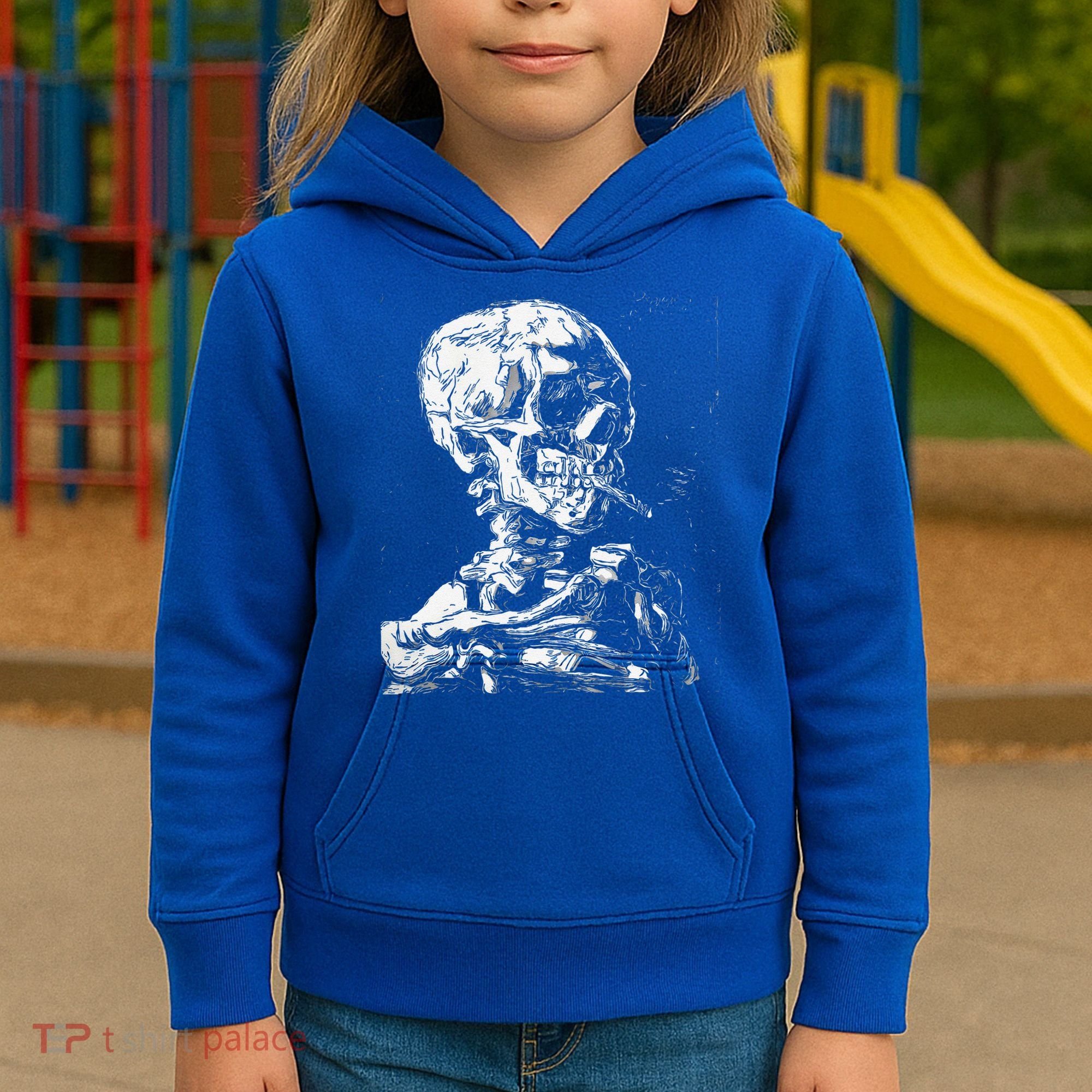 Vincent Van Gogh Skull With Cigarette Skeleton Halloween Kids Hoodie
