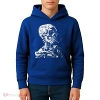 Vincent Van Gogh Skull With Cigarette Skeleton Halloween Kids Hoodie thumb 4