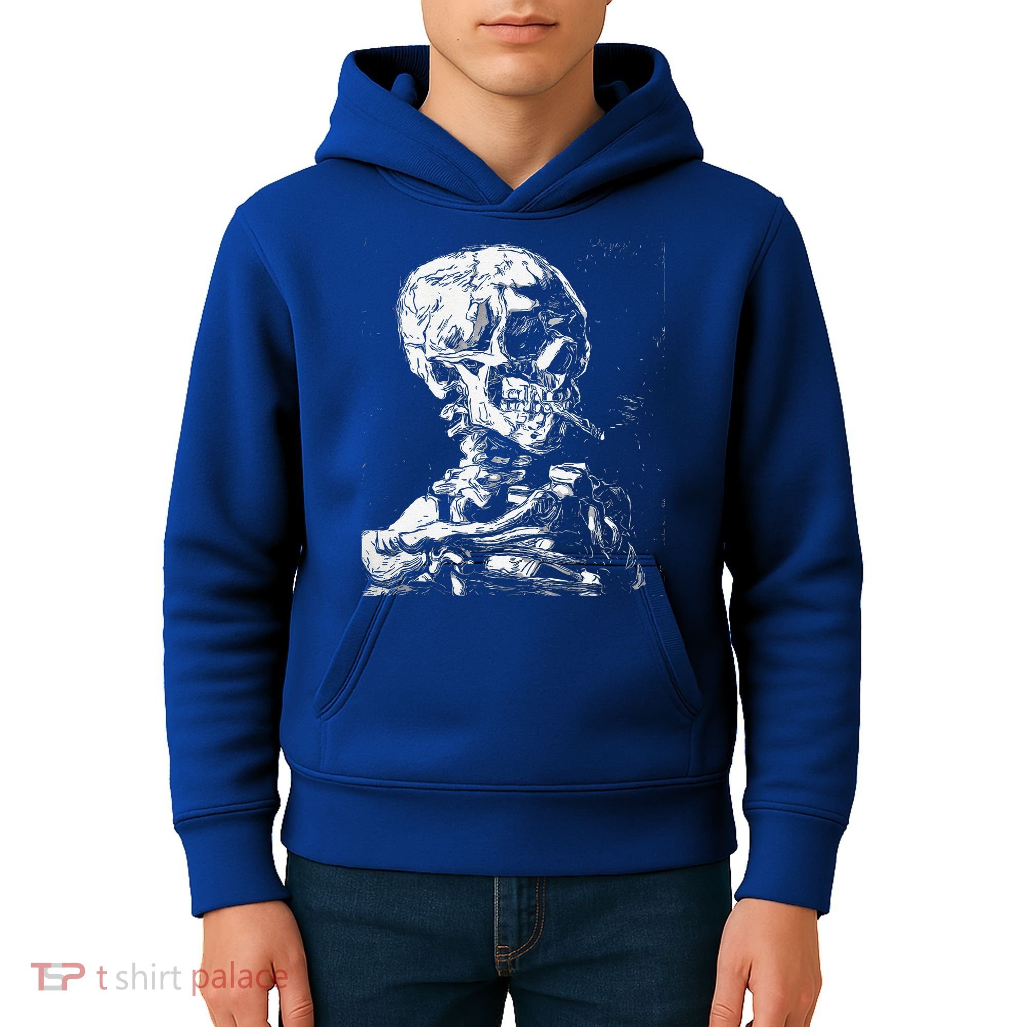 Vincent Van Gogh Skull With Cigarette Skeleton Halloween Kids Hoodie
