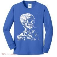 Vincent Van Gogh Skull With Cigarette Skeleton Halloween Kids Long Sleeve Shirt thumb 0