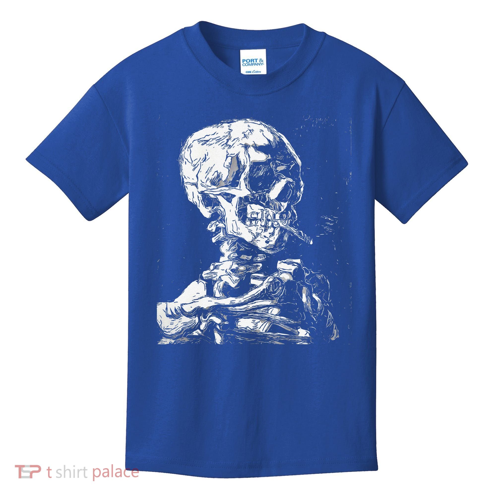Vincent Van Gogh Skull With Cigarette Skeleton Halloween Kids T-Shirt