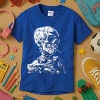 Vincent Van Gogh Skull With Cigarette Skeleton Halloween Kids T-Shirt thumb 3