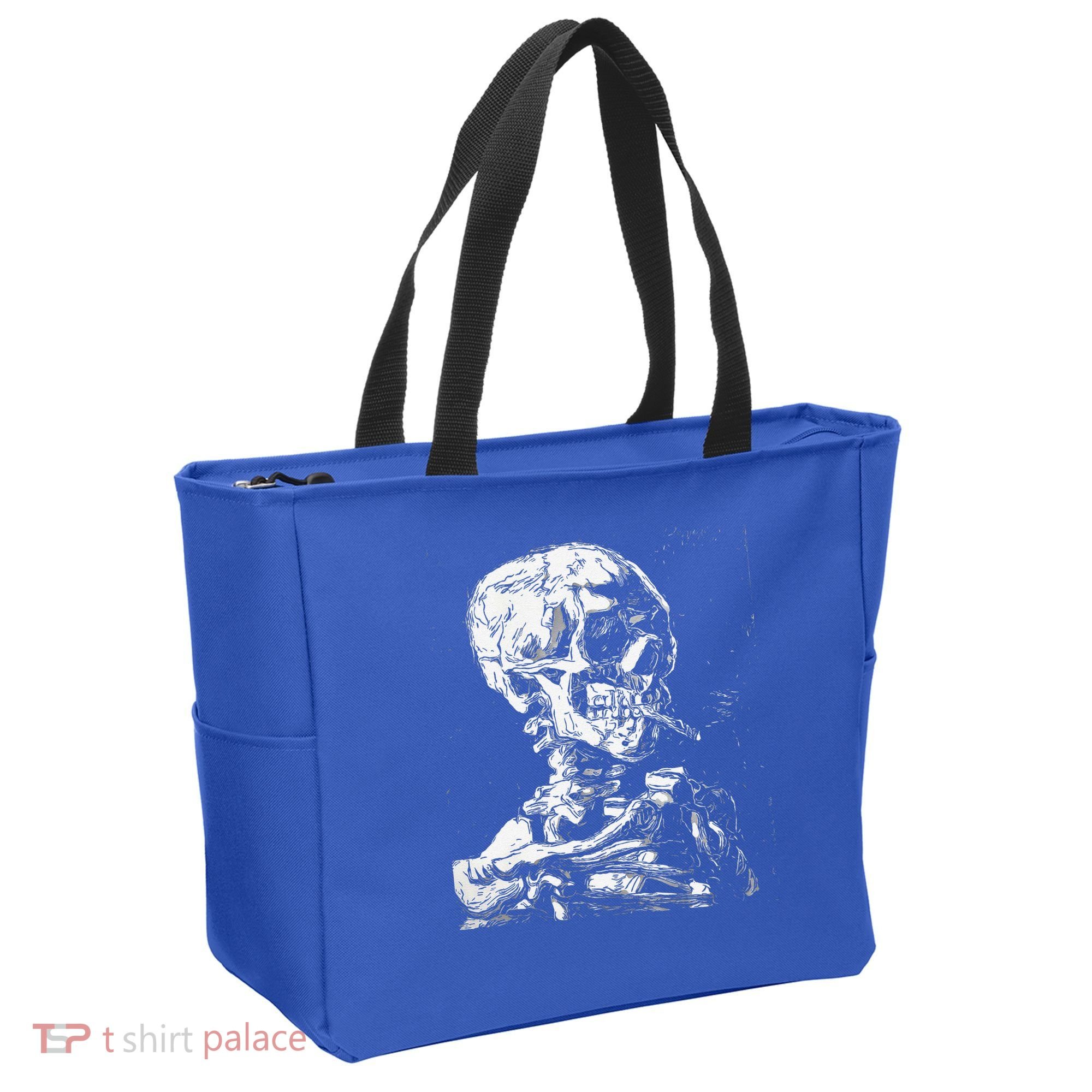Vincent Van Gogh Skull With Cigarette Skeleton Halloween Tote Bag