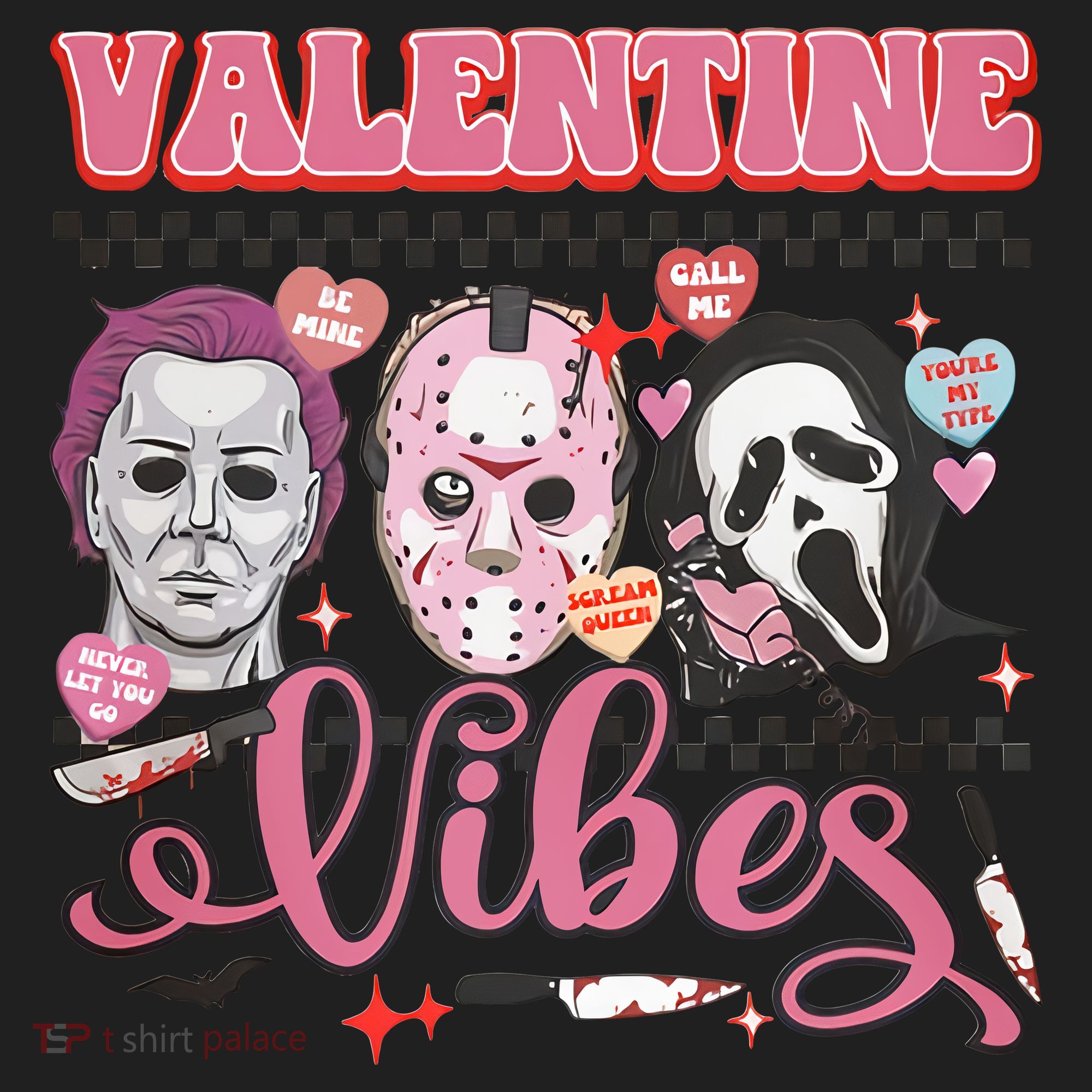 Valentine Vibes Horror Characters Funny Scary Valentine's Day Women's Sweatshirt