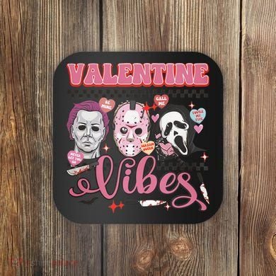 Valentine Vibes Horror Characters Funny Scary Valentine's Day Coaster