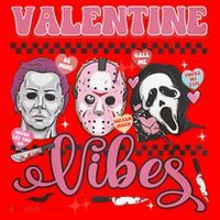 Valentine Vibes Horror Characters Funny Scary Valentine's Day Santa Hat thumb 1