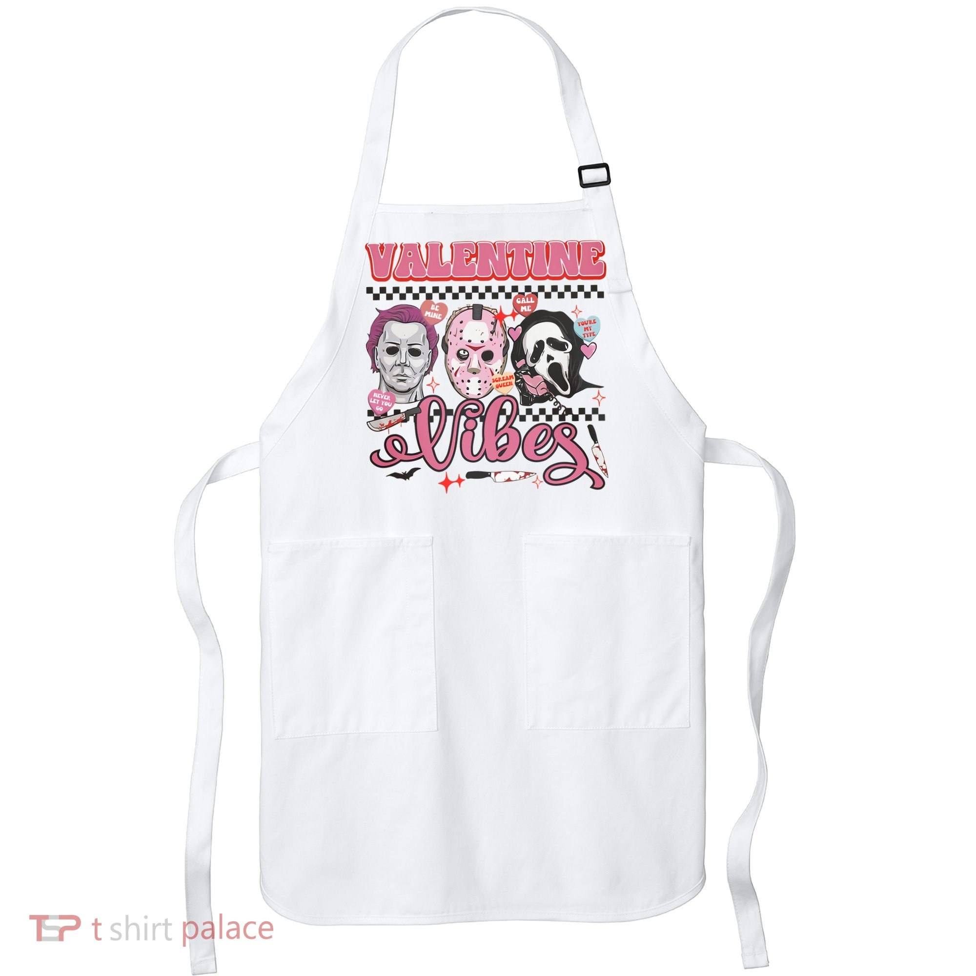 Valentine Vibes Horror Characters Funny Scary Valentine's Day Apron