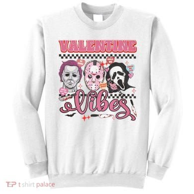 Valentine Vibes Horror Characters Funny Scary Valentine's Day Sweatshirt