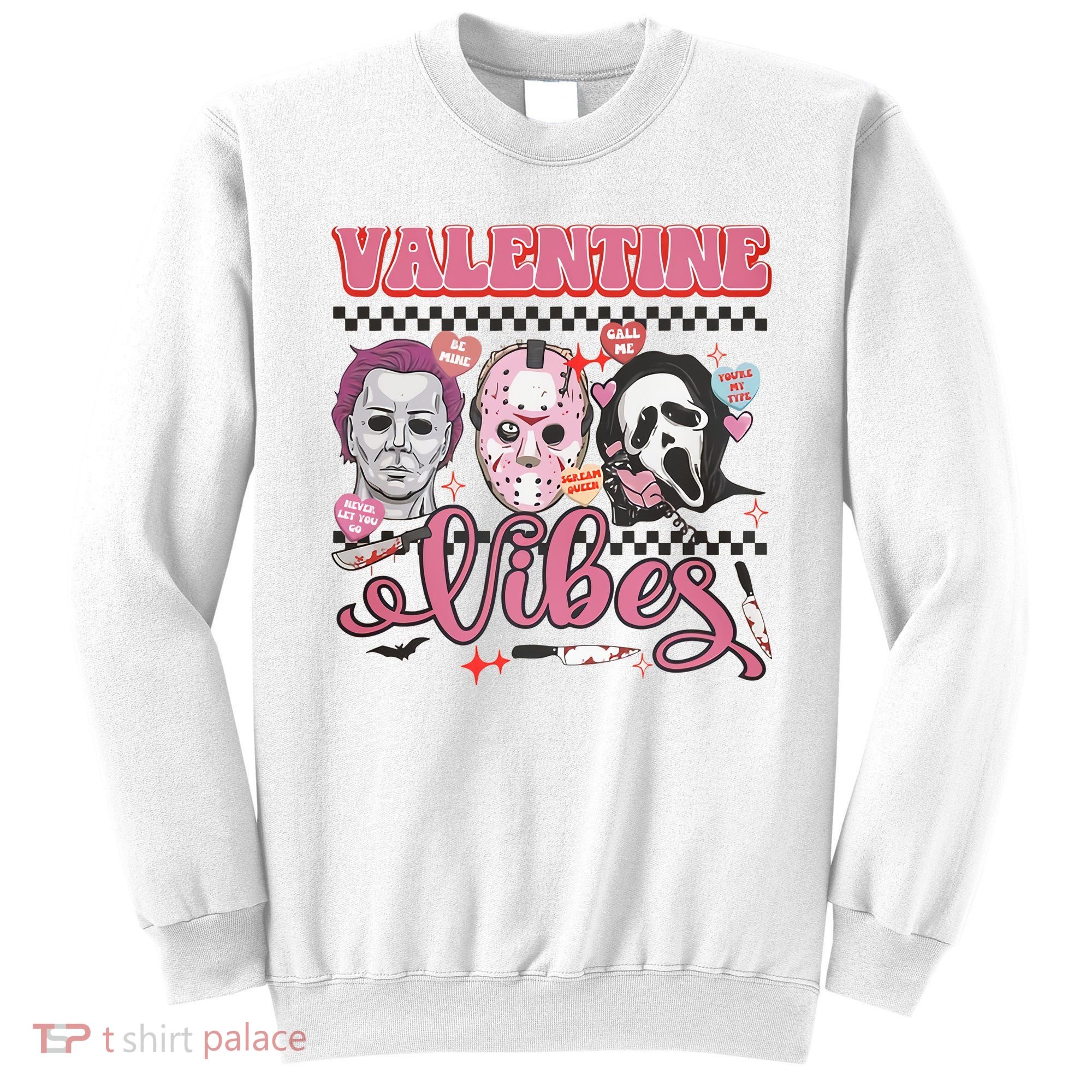 Valentine Vibes Horror Characters Funny Scary Valentine's Day Sweatshirt