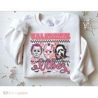 Valentine Vibes Horror Characters Funny Scary Valentine's Day Sweatshirt thumb 2
