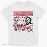 Valentine Vibes Horror Characters Funny Scary Valentine's Day T-Shirt thumb 0