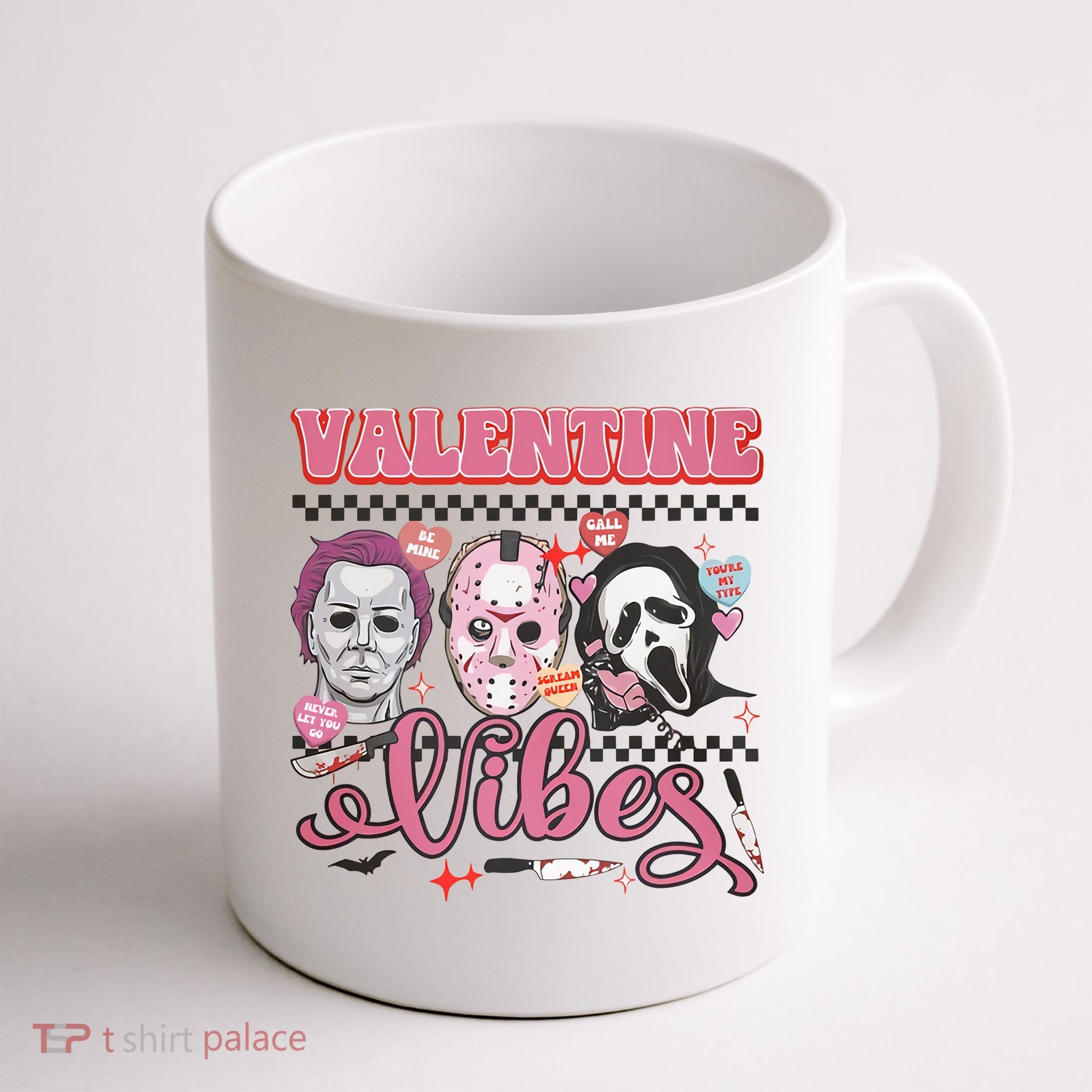 Valentine Vibes Horror Characters Funny Scary Valentine's Day Coffee Mug