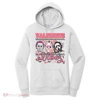 Valentine Vibes Horror Characters Funny Scary Valentine's Day Women's Hoodie thumb 0