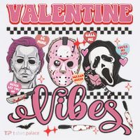 Valentine Vibes Horror Characters Funny Scary Valentine's Day Women's Hoodie thumb 2